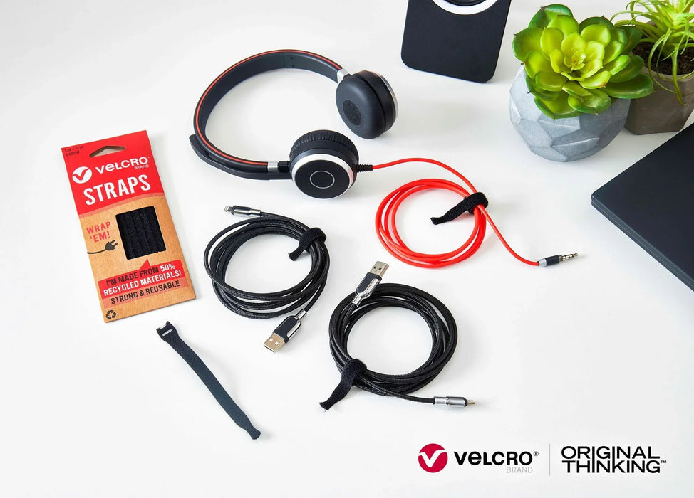 VELCRO Brand ECO Pre-cut 6pk Straps Made from 50% Recycled Materials. Strong, Du - LX2001 - Homewares, Outdoor, Phone Accessories, Cases, Speakers, Headphones + More -