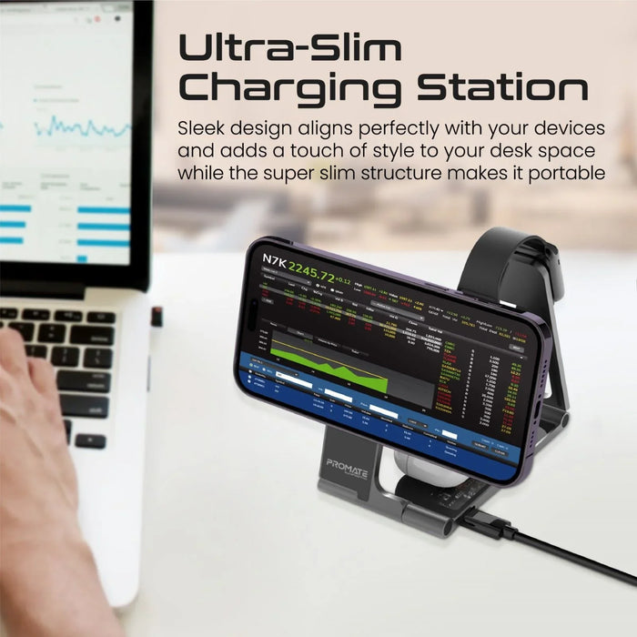PROMATE 3-in-1 Ultra-Slim Foldable 15W Magsafe Wireless Charging Station. 3W App - LX2001 - Homewares, Outdoor, Phone Accessories, Cases, Speakers, Headphones + More -