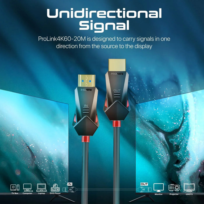 PROMATE 20m Ultra-High Definition (UHD) 2.0 HDMI Cable. Supports 4K@60Hz (4096x2 - LX2001 - Homewares, Outdoor, Phone Accessories, Cases, Speakers, Headphones + More -