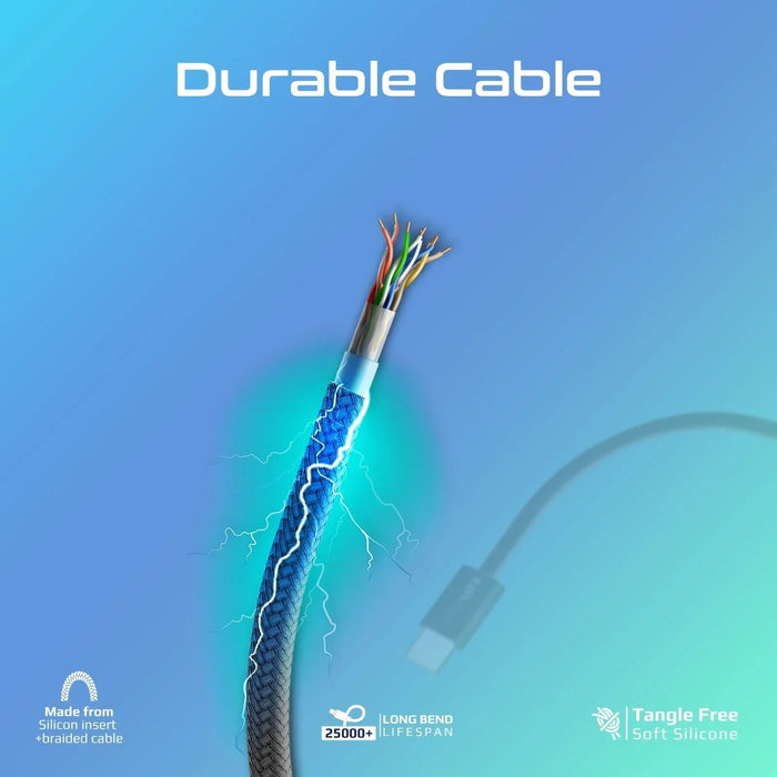 PROMATE 2m USB-C to USB-C Cable with Fabric Braided Cable. Supports 60W PD. 2500 - LX2001 - Homewares, Outdoor, Phone Accessories, Cases, Speakers, Headphones + More -