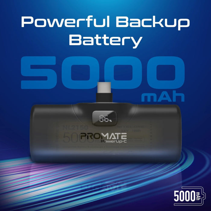 PROMATE 5000mAh Ultra Compact 20W Power Bank with Built-in USB-C Foldable Connec
