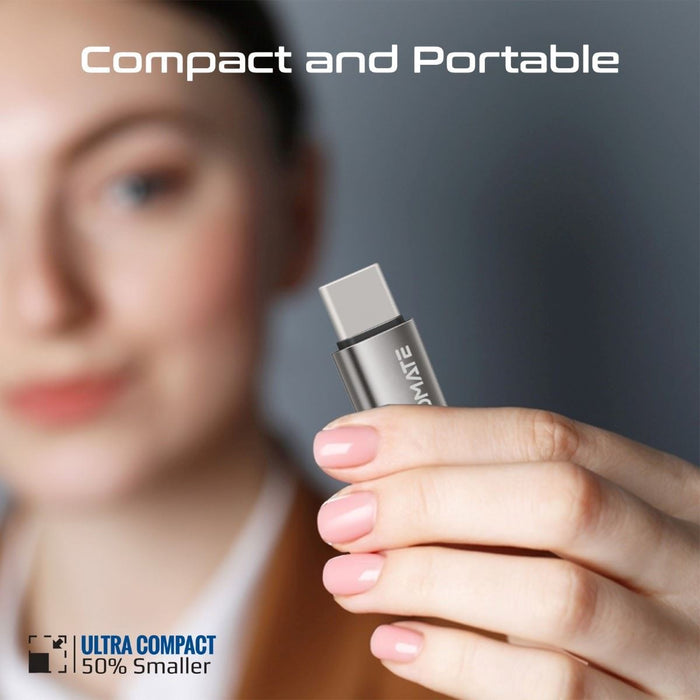 PROMATE Ultra-fast Lightning to USB-C Adaptor. Supports Data & Charge with 480Mb
