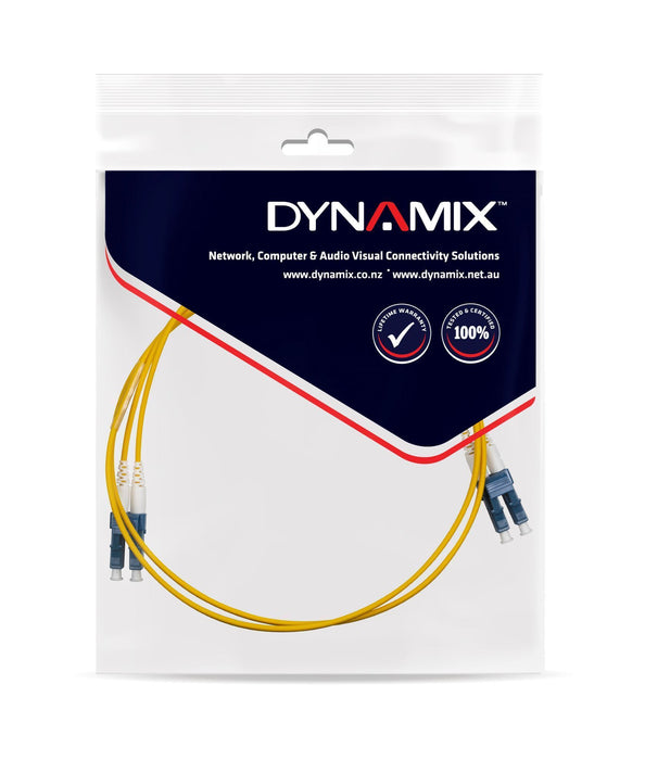 DYNAMIX 2.5M 9u LC/LC Duplex Single Mode G657A1 Bend Insensitive Fibre Lead. Yel