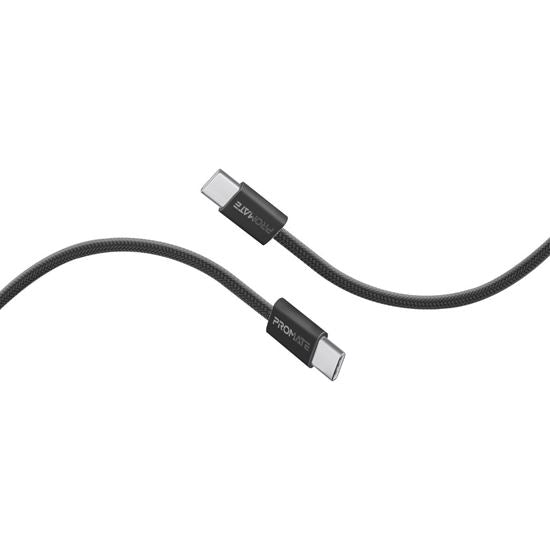 PROMATE 1.2m USB-C to USB-C Cable with Fabric Braided Cable. Supports 60W PD. 25