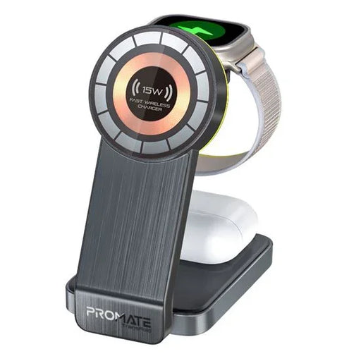 PROMATE 3-in-1 Foldable 15W Magsafe Wireless Charging Station. 3W Apple Watch Ch - LX2001 - Homewares, Outdoor, Phone Accessories, Cases, Speakers, Headphones + More -