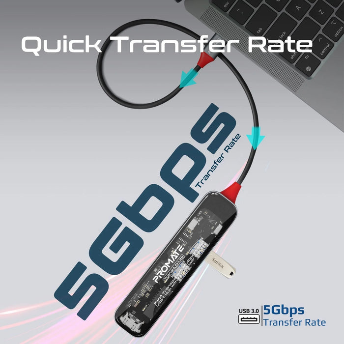 PROMATE 7-in-1 USB Multi-Port Hub with USB-C Connector with 4K HDMI Port; Dual U - LX2001 - Homewares, Outdoor, Phone Accessories, Cases, Speakers, Headphones + More -