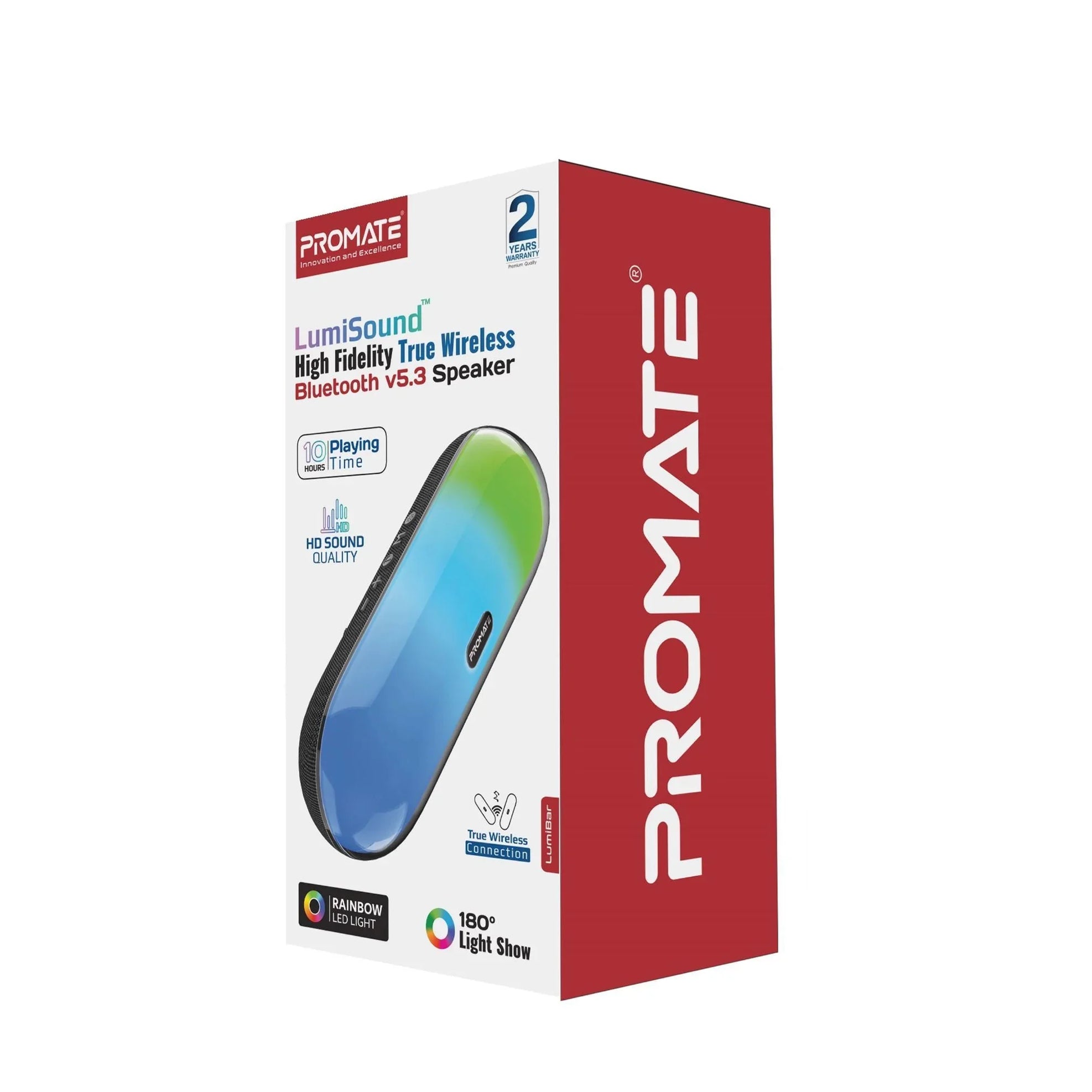 PROMATE 10W Wireless HD Bluetooth Portable Speaker with LED Lighting ...
