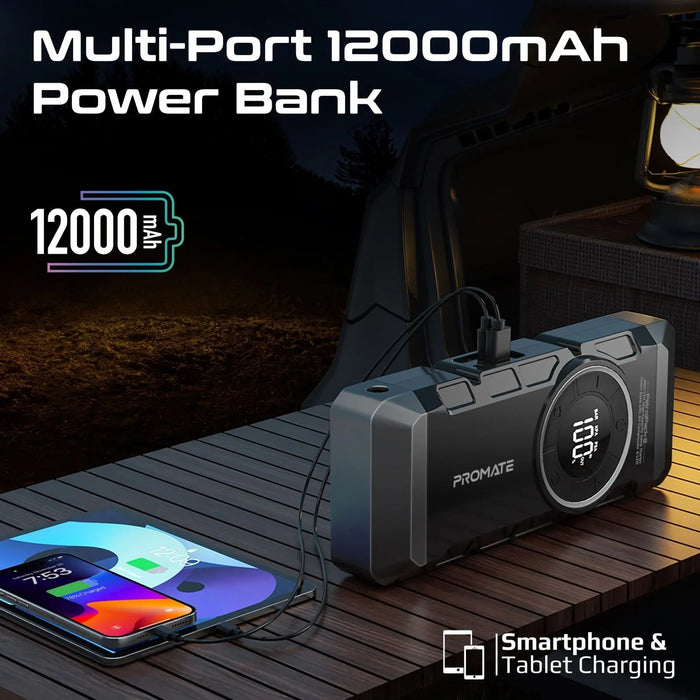 PROMATE 4in1 2000A/12V Heavy Duty Car Jump Starter & Air Compressor 12000mAh Pow - LX2001 - Homewares, Outdoor, Phone Accessories, Cases, Speakers, Headphones + More -