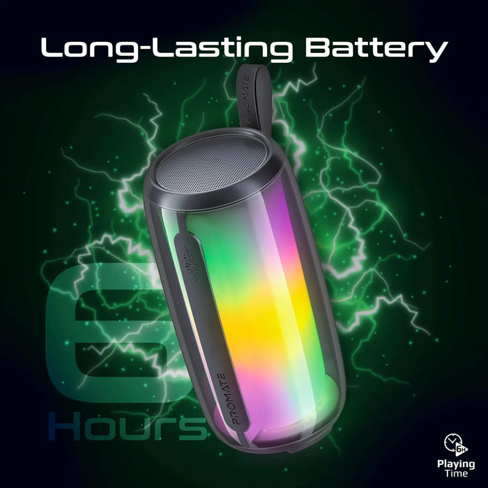 PROMATE 8W Wireless HD Bluetooth Portable Speaker with LED Lighting. Built-in 22 - LX2001 - Homewares, Outdoor, Phone Accessories, Cases, Speakers, Headphones + More -