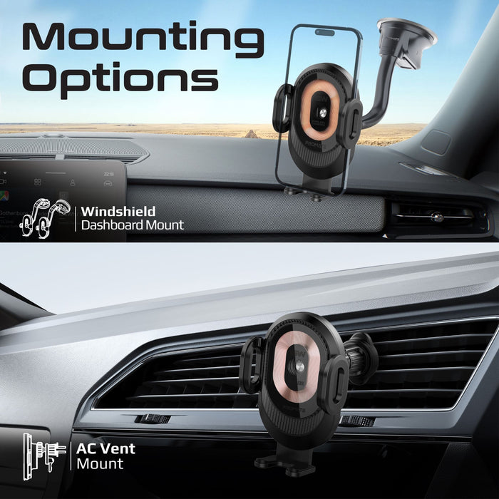 Promate 15W Transparent Auto Clamping Wireless Charging Car Mount. Takes 4.7-6.7'' Devices