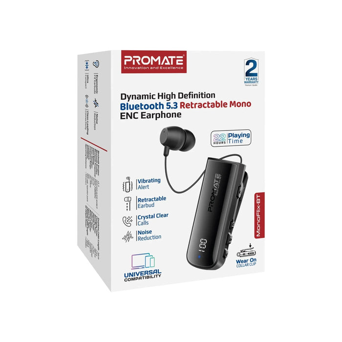 PROMATE Mono Bluetooth Earphone with Dynamic HD Sound & Built-in Mic Retractable - LX2001 - Homewares, Outdoor, Phone Accessories, Cases, Speakers, Headphones + More -