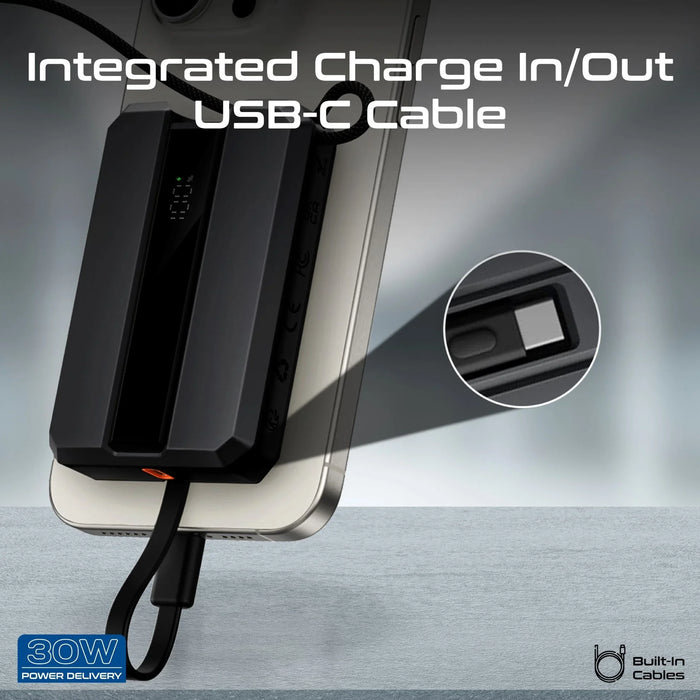 PROMATE 10000mAh 30W PD Ultra-Fast Power Bank with Built-in USB-C Cable & Apple - LX2001 - Homewares, Outdoor, Phone Accessories, Cases, Speakers, Headphones + More -