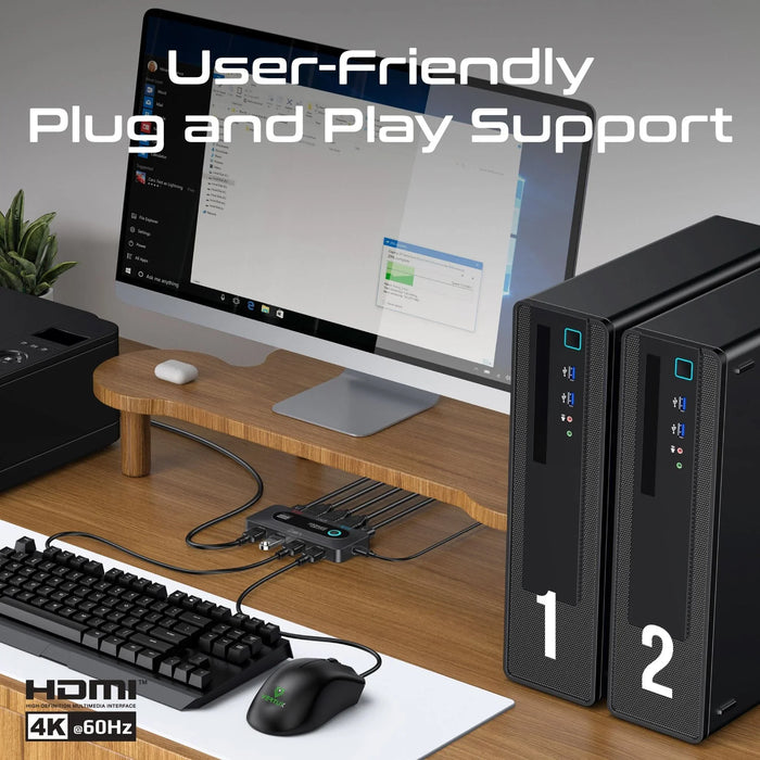 PROMATE KVM Switch with 4x USB-A 3.0 5Gbps Outputs & 4x HDMI UHD 4K@60Hz Ports. - LX2001 - Homewares, Outdoor, Phone Accessories, Cases, Speakers, Headphones + More -