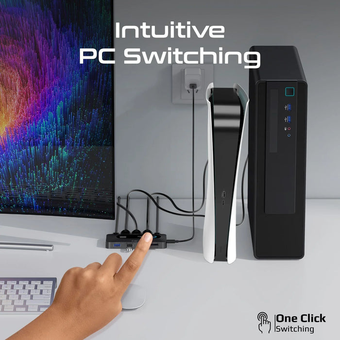 PROMATE KVM Switch with 4x USB-A 3.0 5Gbps Outputs & 4x HDMI UHD 4K@60Hz Ports. - LX2001 - Homewares, Outdoor, Phone Accessories, Cases, Speakers, Headphones + More -