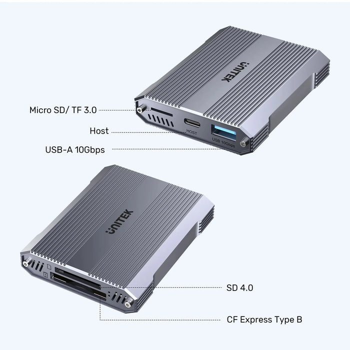 UNITEK CF Express Type B Multi Card Reader with Hub. Supports 10Gbps USB-A; High - LX2001 - Homewares, Outdoor, Phone Accessories, Cases, Speakers, Headphones + More -