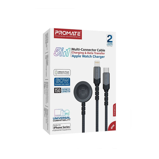 PROMATE 1.5M 5in1 Multi-Connector Charging Cable with Both USB-C & Lightning Con - LX2001 - Homewares, Outdoor, Phone Accessories, Cases, Speakers, Headphones + More -