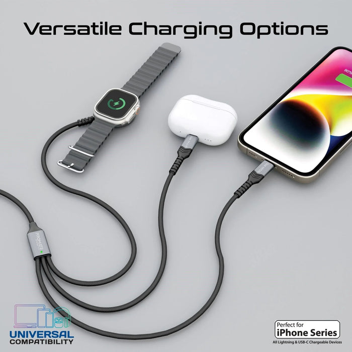 PROMATE 1.5M 5in1 Multi-Connector Charging Cable with Both USB-C & Lightning Con - LX2001 - Homewares, Outdoor, Phone Accessories, Cases, Speakers, Headphones + More -