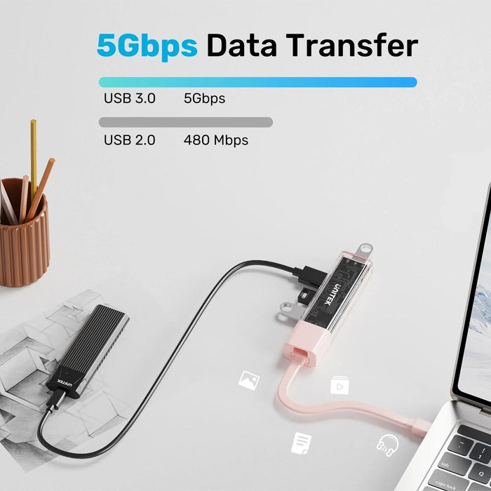 UNITEK 4-in-1 USB 3.0 Multi-Port Hub with USB-C Connector. Includes 4x USB-A Por - LX2001 - Homewares, Outdoor, Phone Accessories, Cases, Speakers, Headphones + More -