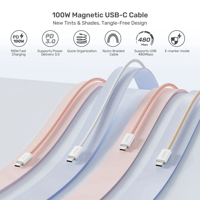 UNITEK 1M USB-C to USB-C Magnetic Cable. Supports 100W PD Fast Charging. User-fr - LX2001 - Homewares, Outdoor, Phone Accessories, Cases, Speakers, Headphones + More -