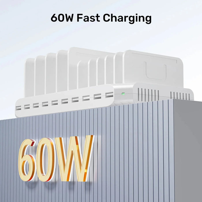 UNITEK 10-Port 60W Smart Charging Station with 10x 2.4A USB-A Ports. Power: 60W. - LX2001 - Homewares, Outdoor, Phone Accessories, Cases, Speakers, Headphones + More -