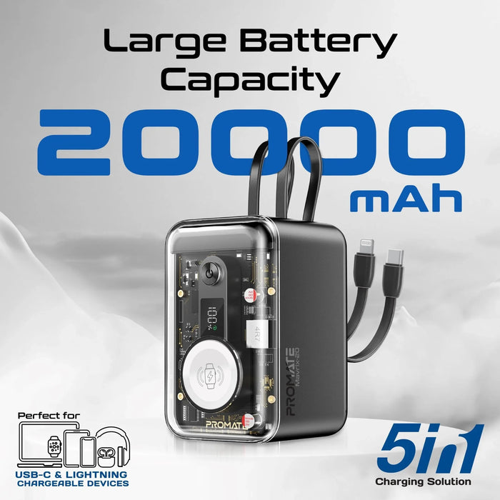 PROMATE 20000mAh 4-in-1 Smartphone & Apple Watch Charging Power Bank with Dual U - LX2001 - Homewares, Outdoor, Phone Accessories, Cases, Speakers, Headphones + More -