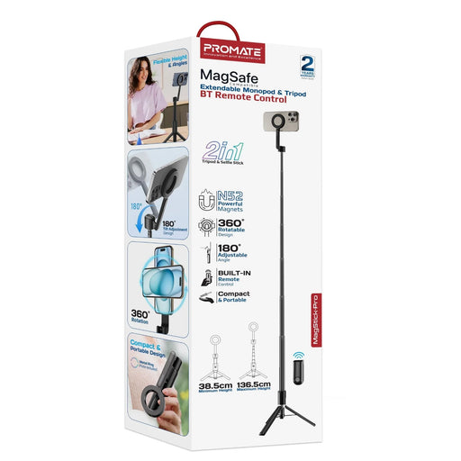 PROMATE MagSafe Extendable Monopod & Tripod Stand with Remote Control. Max Heigh - LX2001 - Homewares, Outdoor, Phone Accessories, Cases, Speakers, Headphones + More -