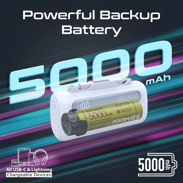 PROMATE 5000mAh Ultra-Compact Fast Charging Power Bank with In-Built Dual Foldin - LX2001 - Homewares, Outdoor, Phone Accessories, Cases, Speakers, Headphones + More -