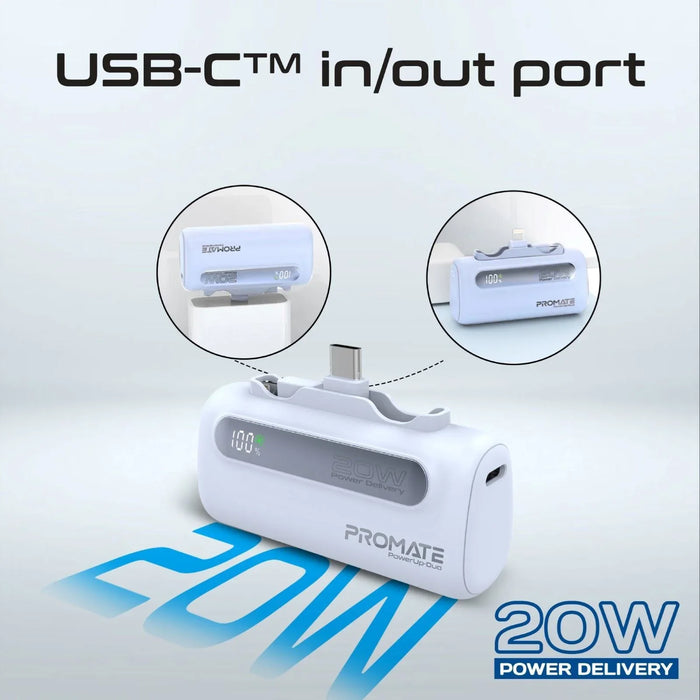 PROMATE 5000mAh Ultra-Compact Fast Charging Power Bank with In-Built Dual Foldin - LX2001 - Homewares, Outdoor, Phone Accessories, Cases, Speakers, Headphones + More -