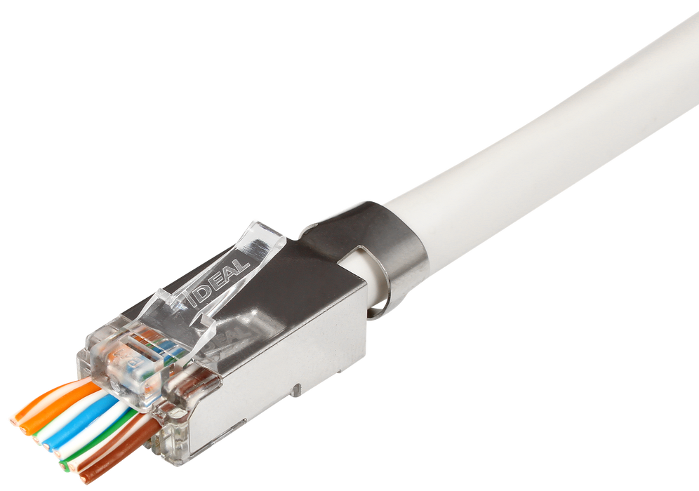 Ideal industries CAT6A/6/5e STP RJ45 Push Through Plug Staggered Pack of 25 Compatible w/ 30-495