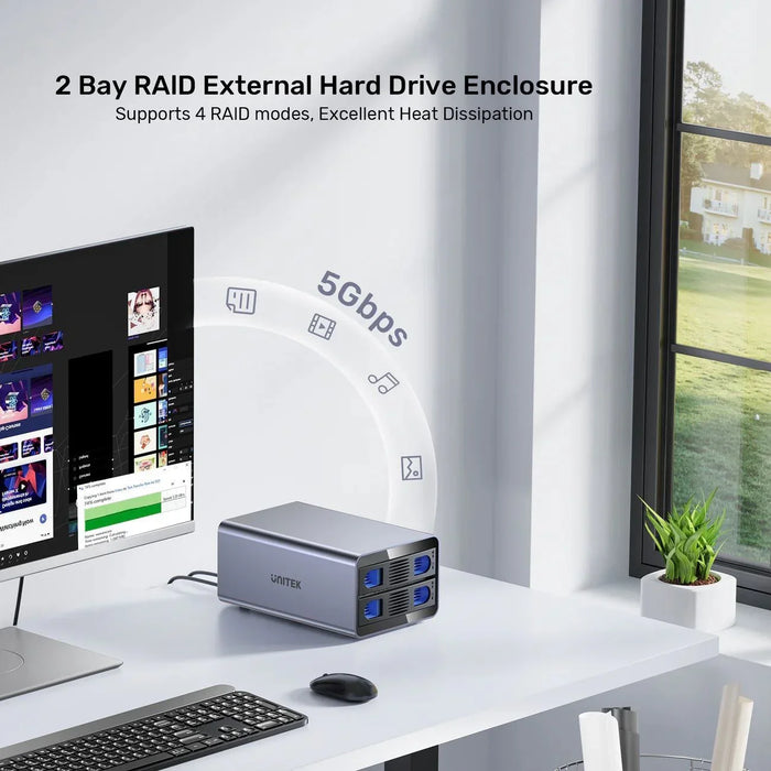 UNITEK 2-Bay RAID External HD Enclosure. Supports RAID 1 Supports both 2.5" & 3. - LX2001 - Homewares, Outdoor, Phone Accessories, Cases, Speakers, Headphones + More -