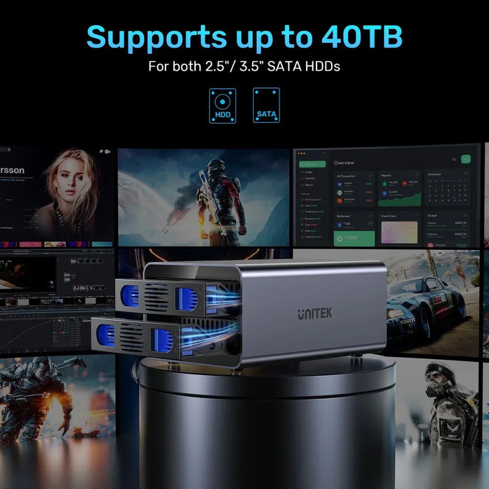 UNITEK 2-Bay USB-C RAID External HD Enclosure. Supports RAID 1 Supports both 2.5 - LX2001 - Homewares, Outdoor, Phone Accessories, Cases, Speakers, Headphones + More -