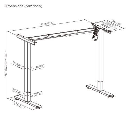 Brateck  Eco Ergonomic Office Electric Sit-Stand Desk Single Motor. Desktop Included