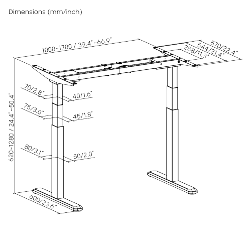Brateck Pro Smart Dual-Motor Sit Stand Desk w/ Intelligent APP Control. Programmable Height