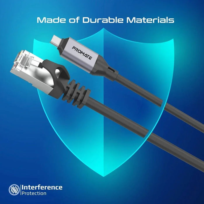 PROMATE 5m USB-C to RJ45 High-Speed 1Gbps Ethernet Cable. Premium Aluminium Allo - LX2001 - Homewares, Outdoor, Phone Accessories, Cases, Speakers, Headphones + More -