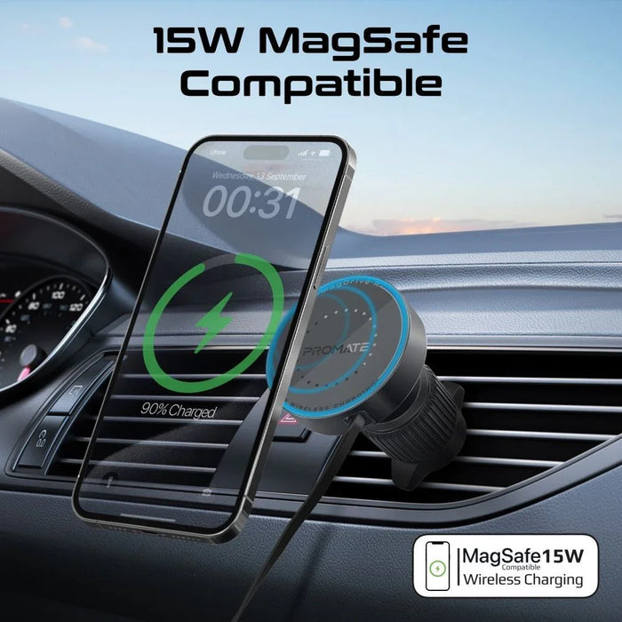 PROMATE 15W MagSafe Compatible Incar Phone Wireless Charger with Retractable 1m - LX2001 - Homewares, Outdoor, Phone Accessories, Cases, Speakers, Headphones + More -