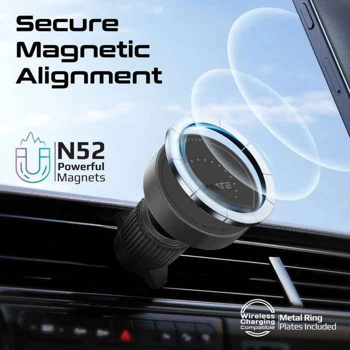 PROMATE 15W MagSafe Compatible Incar Phone Wireless Charger with Retractable 1m - LX2001 - Homewares, Outdoor, Phone Accessories, Cases, Speakers, Headphones + More -