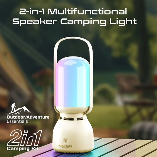 PROMATE 2-in-1 Portable Camping LED Multifunctional Speaker & Light. 2400mAh Bui - LX2001 - Homewares, Outdoor, Phone Accessories, Cases, Speakers, Headphones + More -