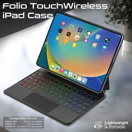 PROMATE Folio Touch Wireless iPad Keyboard Case with RGB Backlight & Smart Conne - LX2001 - Homewares, Outdoor, Phone Accessories, Cases, Speakers, Headphones + More -