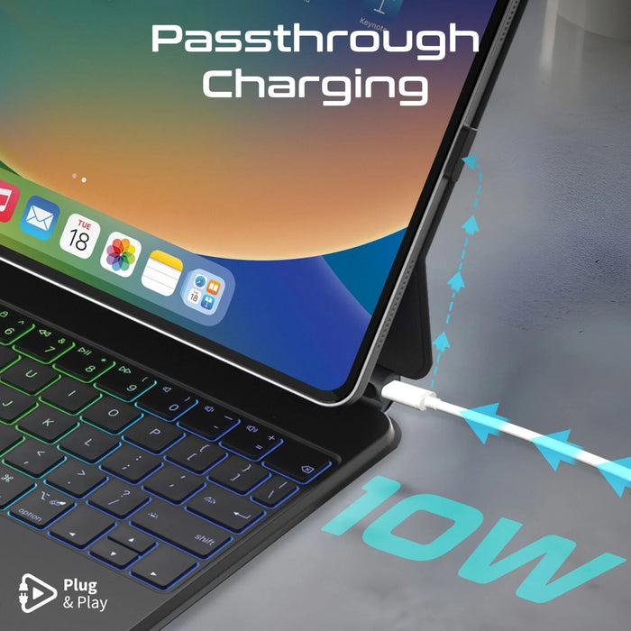 PROMATE Folio Touch Wireless iPad Keyboard Case with RGB Backlight & Smart Conne - LX2001 - Homewares, Outdoor, Phone Accessories, Cases, Speakers, Headphones + More -