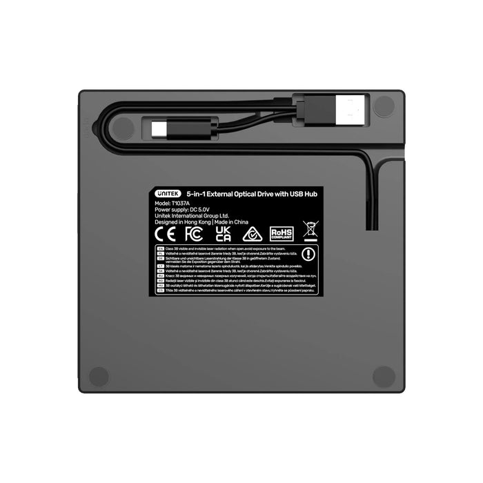 UNITEK 5-in-1 External Optical Drive with USB Hub. High-Speed Writing & Reading; - LX2001 - Homewares, Outdoor, Phone Accessories, Cases, Speakers, Headphones + More -