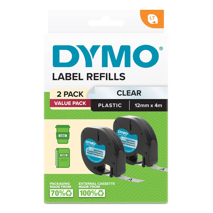 Dymo LetraTag Plastic Tape 12mm x 4M Clear 2-Pack - LX2001 - Homewares, Outdoor, Phone Accessories, Cases, Speakers, Headphones + More -