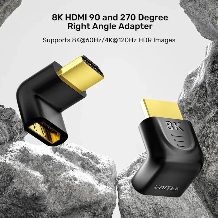 UNITEK 8K HDMI 90 & 270 Degree Right Angle Adapter with Gold-Plater Connectors. - LX2001 - Homewares, Outdoor, Phone Accessories, Cases, Speakers, Headphones + More -