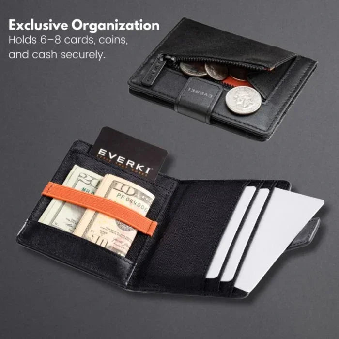EVERKI Leather RFID Blocking Wallet for Cards, Coins & Bills. Black Securely Hol - LX2001 - Homewares, Outdoor, Phone Accessories, Cases, Speakers, Headphones + More -