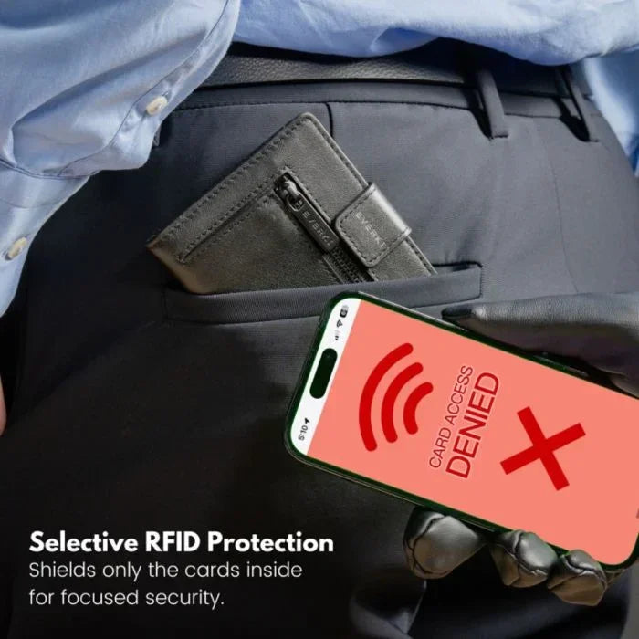 EVERKI Leather RFID Blocking Wallet for Cards, Coins & Bills. Black Securely Hol - LX2001 - Homewares, Outdoor, Phone Accessories, Cases, Speakers, Headphones + More -