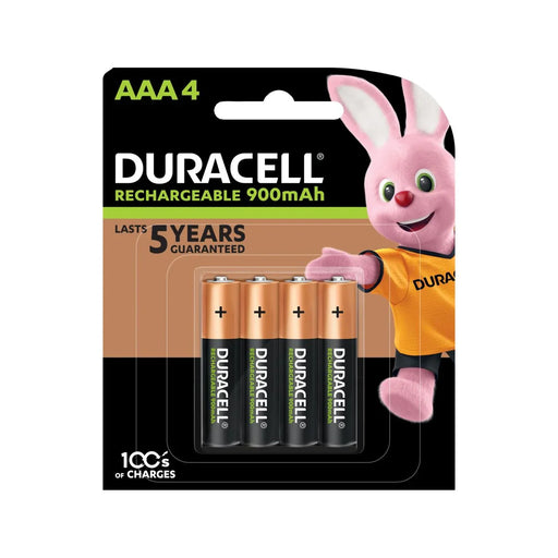 DURACELL AAA Rechargeable Battery (900 Mah). Pack of 4 - LX2001 - Homewares, Outdoor, Phone Accessories, Cases, Speakers, Headphones + More -