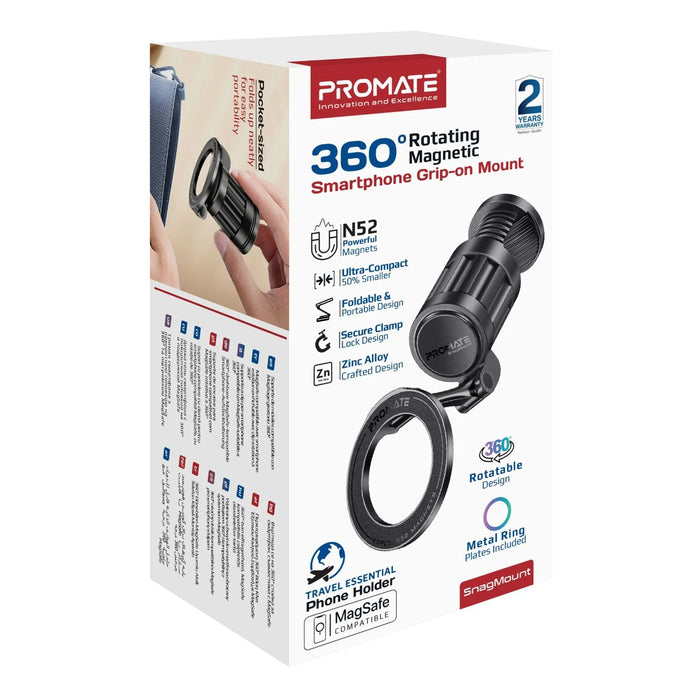 PROMATE 360 Rotating Magnetic Smartphone Grip-on Mount. Rotatable, Foldable & Ul - LX2001 - Homewares, Outdoor, Phone Accessories, Cases, Speakers, Headphones + More -