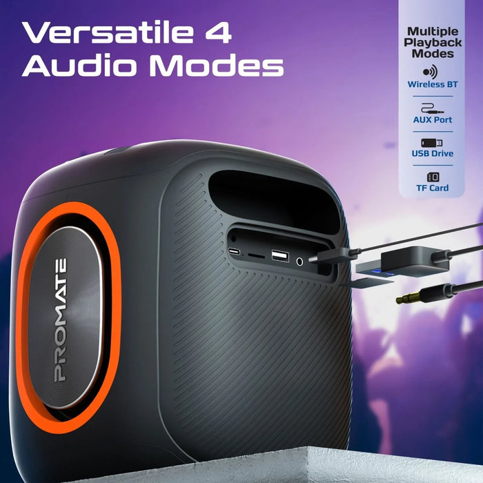 PROMATE 40W Portable BT Speaker with Dynamic RBG Lights. Up to 6 Hours Playback; - LX2001 - Homewares, Outdoor, Phone Accessories, Cases, Speakers, Headphones + More -