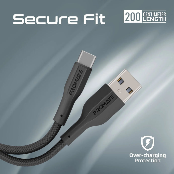 PROMATE 2M USB-A to USB-C Super Flexible Cable. Supports 2A Charging & 480Mbps D - LX2001 - Homewares, Outdoor, Phone Accessories, Cases, Speakers, Headphones + More -