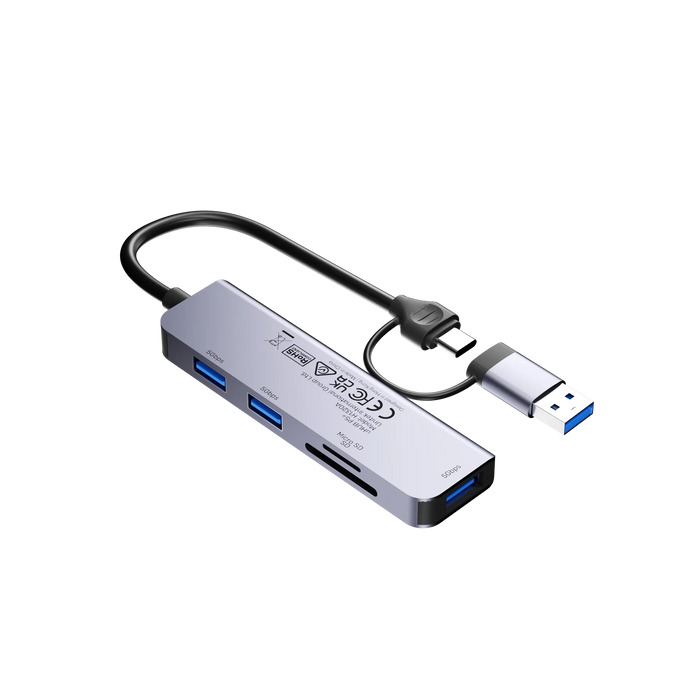 UNITEK 5-in-1 5Gbps USB Multi-Port Hub with USB-C/A Connector. Includes 3x USB-A - LX2001 - Homewares, Outdoor, Phone Accessories, Cases, Speakers, Headphones + More -