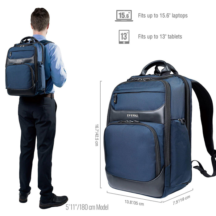 EVERKI Onyx Navy Laptop Backpack. Up to 15.6''. Travel Friendly, Hard-Shell, Qui - LX2001 - Homewares, Outdoor, Phone Accessories, Cases, Speakers, Headphones + More -